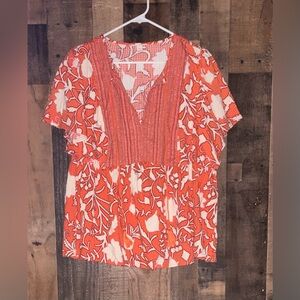 Women’s Sz XXL Knox Rose Orange Floral Blouse